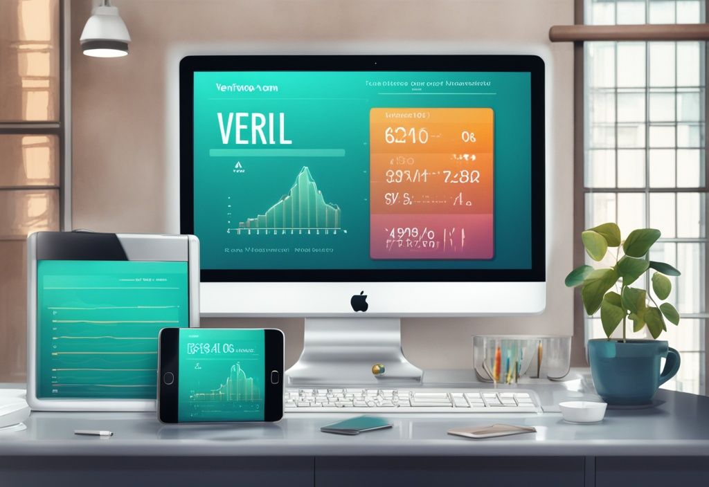 Moderne digitale Illustration mit vier-Sterne-Bewertung, Verivox-Logo und Finanzdiagramm im Hintergrund, repräsentiert Verivox Kreditbewertungen in Teal-Farben.