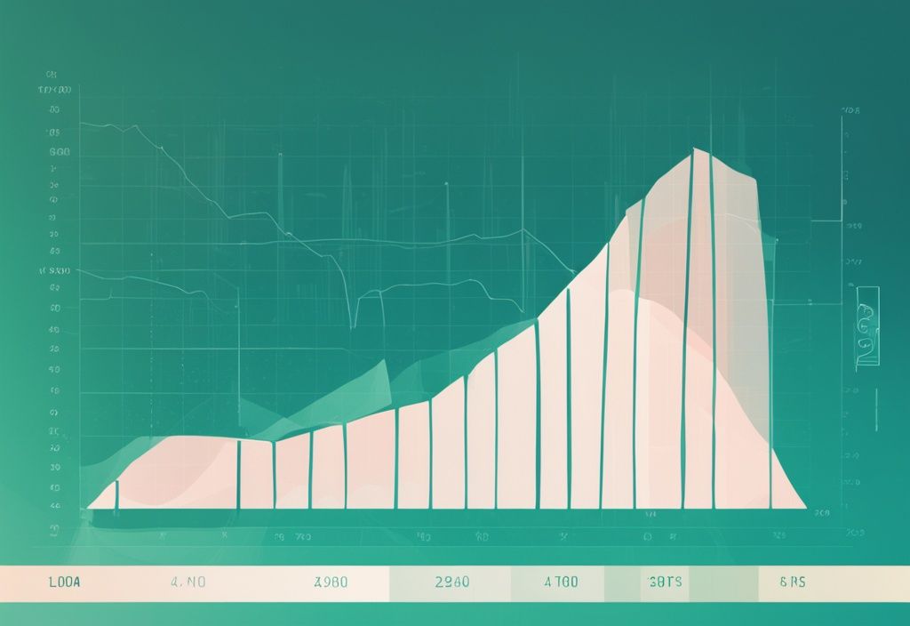 Moderne digitale Illustration mit Teal-Farbschema, zeigt ein Liniendiagramm zur Häufigkeit von Limit-Erhöhungsanfragen auf einer Kreditskala im Zeitverlauf, wie oft kann man einen Kredit aufstocken.