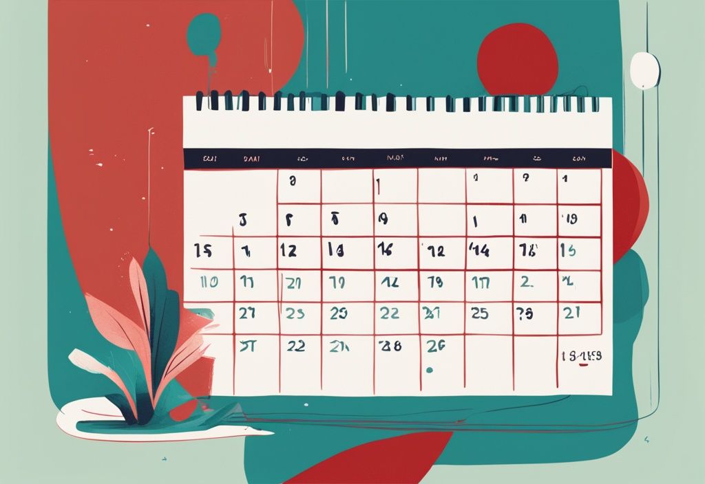 Digitale moderne Illustration in Teal mit einem gestreckten Kalender und einer roten Linie, die die Verschiebung einer Kreditrate symbolisiert.