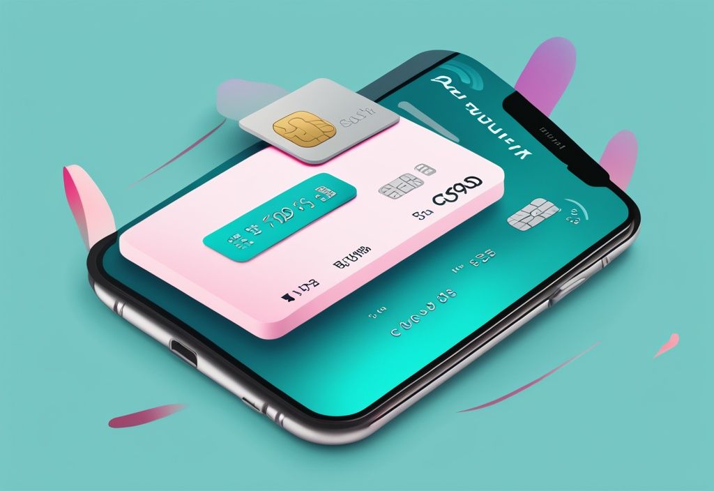 Moderne digitale Malerei mit einem eleganten Revolut Kreditkarte, umgeben von Symbolen für Kreditbewertungen und finanzielle Eignungskriterien, Revolut Kredit Voraussetzungen