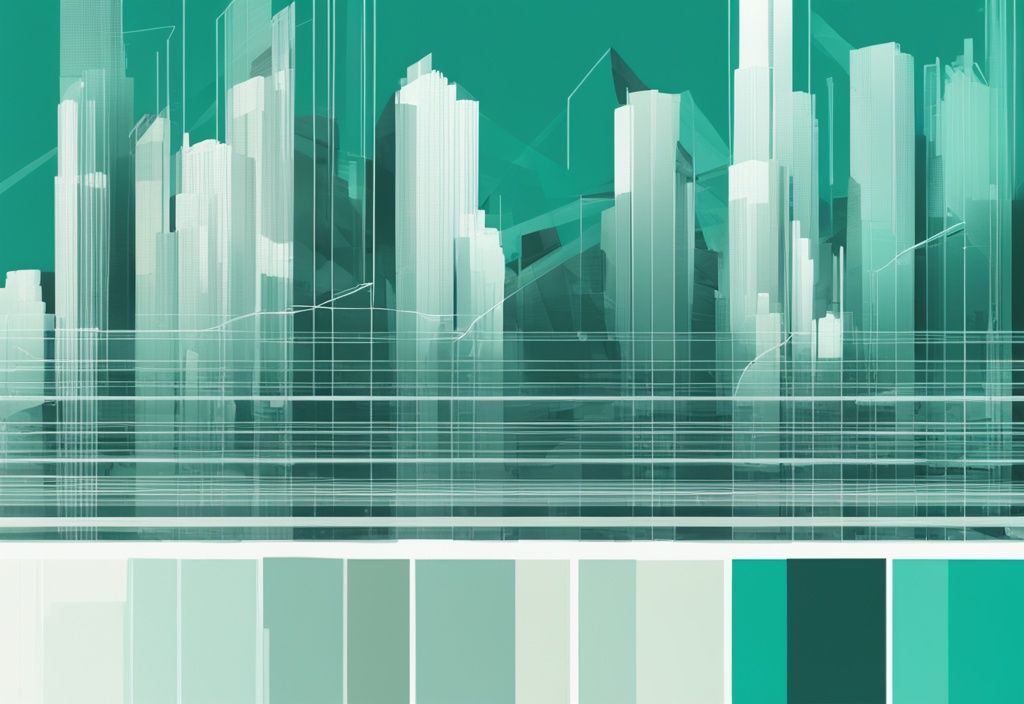 Moderne digitale Illustration in Türkis mit einem visuellen Diagramm, das unterschiedliche Kreditbeträge in Korrelation zu verschiedenen Einkommensstufen zeigt, mit klaren Beschriftungen und Hervorhebung der Schnittpunkte.