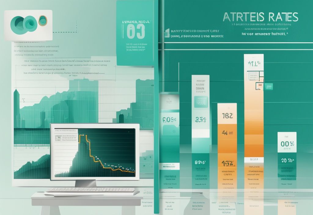 Moderne digitale Illustration, Infografik zeigt Unterschied zwischen nominalen und effektiven Jahreszinsen bei Krediten, Hauptfarbe Teal