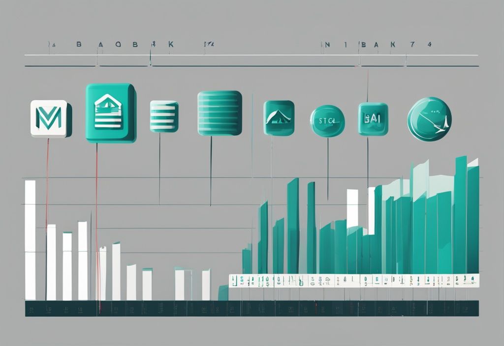 Vergleichsdiagramm der Banklogos mit Balkendiagrammen zu Zinssätzen, hervorgehoben die Bank mit dem niedrigsten Zinssatz, moderne digitale Illustration in Türkis.