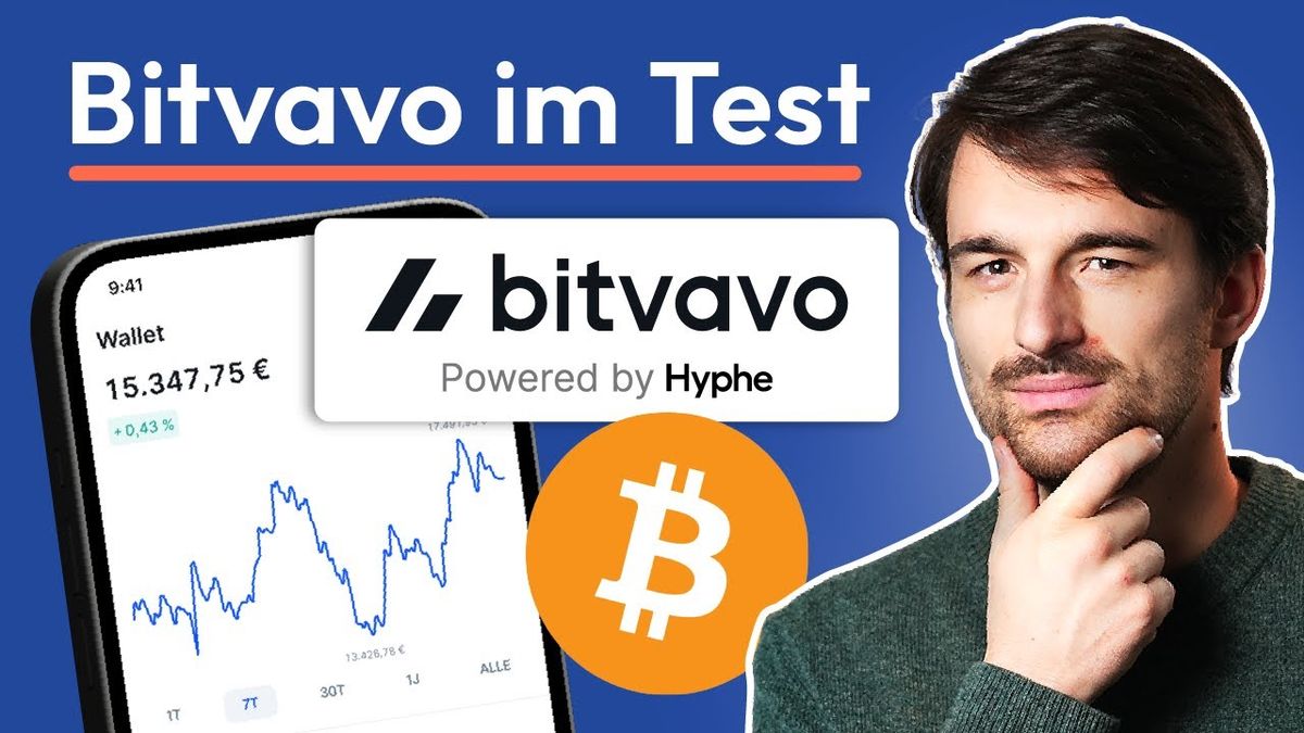 Vorschaubild für das Video "Bitcoin kaufen mit Bitvavo: Alle Vor- & Nachteile!" vom Kanal Finanzfluss. Das Bild zeigt den Titel des Videos, das Bitvavo-Logo und Symbole für Bitcoin.